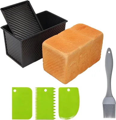 Produktbild von Rechteckige Backform für Toastbrot mit Deckel, 1000g-Kastenform aus Kohlenstoffstahl, Brotbackform für Toast, Brot und Pullman-Laib mit verschiebbarem Deckel, 32x 12x 11 CM