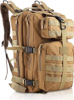 Image de (Kaki) Sac à dos militaire, Sac à dos tactique 35L Armée Sac à dos MOLLE Assault Pack Sac à dos tactique de combat pour la randonnée en plein air Camping Trekking Pêche Chasse