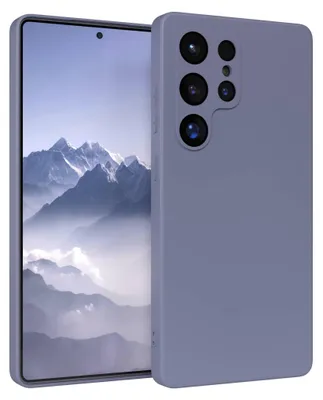 A smartphone with a case on it, displayed against a light gray background.