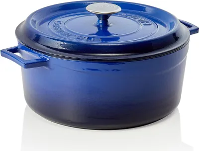 Produktbild von LAVA Kochtopf mit Deckel aus emailliertem Gusseisen Blau mit 6,7 Liter