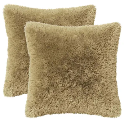 Image de vidaXL, 2 housses de coussin, HEERLEN, vert clair, 40 x 40 cm, en polaire