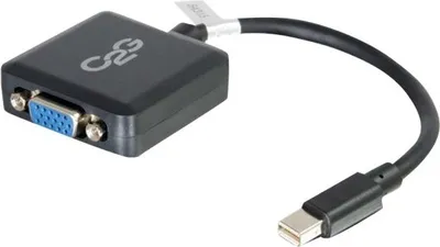 Produktbild von C2G 20cm Mini DisplayPort to VGA Adapter - Thunderbolt to VGA Converter M/F - Black - VGA-Adapter - Mini DisplayPort (M) zu HD-15 (VGA) (W) - 20 cm - Schwarz