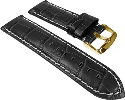 Produktbild von Eulit Guinea Chrono Uhrenarmband | Leder, schwarz - Kroko-Optik , Stegbreite:20mm