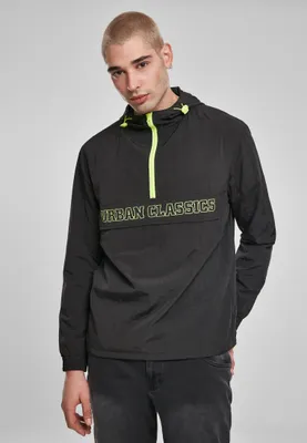 Produktbild von Urban Classics Leichte Jacke Contrast Pull Over Jacket Black/Electriclime-L