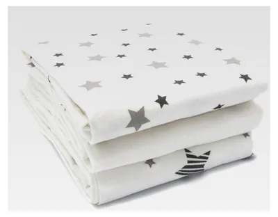 Produktbild von Moltontücher für Babys 3 Stück | saugstarke Molton Unterlage | Spucktücher - 80x80 cm | Baumwolltücher (Sterne grau)