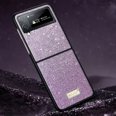 Image de Pour Samsung Galaxy Z Flip4 5G Design Glitter Handy Case Etuis Lila Cover