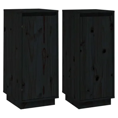 Produktbild von Sideboards 2 Stk. Schwarz 31,5x34x75 cm Massivholz Kiefer