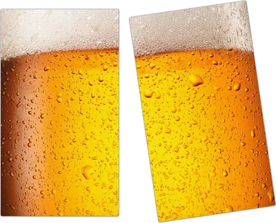 Produktbild von Spritzschutz Herdabdeckplatte Schneidebrett aus Glas Wassertropfen auf Bierglas 2-Teilig (60x52cm)