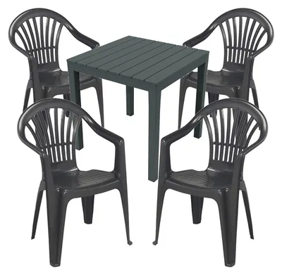 Sitzgarnitur Balkonmöbel Bistrogarnitur 5-teilig Anthrazit Holzoptik