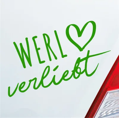 Produktbild von Auto Aufkleber Werl verliebt Herz Stadt Heimat Liebe Car 19x10 cm Hellgrün Sticker Heckscheibenaufkleber