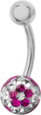 Produktbild von Karisma Hochwertige Bauchnabel Piercing Blume Sealed mit Swaroski Elements Pink - 10.0 Millimeter