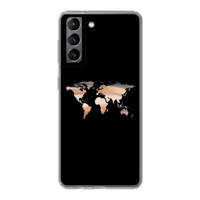 Produktbild von MuchoWow® Handyhülle Schutzhülle Hülle für Samsung Galaxy S21 Weltkarte - Farbe - Schwarz Silikon Softcase Handy Hülle - Softcase