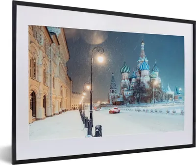 Produktbild von MuchoWow® MuchoWow® Gerahmtes Poster Schneesturm in Moskau 60x40 cm - Poster mit zchwarzem Bilderrahmen - Schlafzimmer - Plakat in Rahmen - Drucken
