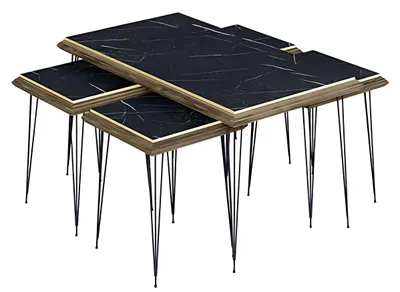 Obrázok produktu pre Čierny moderný konferenčný stolík s odkladacími stolíkmi z MDF