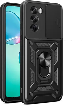 Immagine prodotto di Custodia per Oppo Reno12 Pro 5G, Custodia in silicone TPU Bumper con supporto ad anello, protezione per la fotocamera Nero