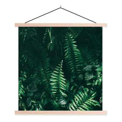 Produktbild von MuchoWow® Textilposter Blätter - Dschungel - Natur - Tropisch - Pflanzen 60x60 cm mit holzfarbenen Rahmen - Wanddekoration
