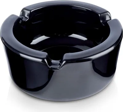 Produktbild von Eleganter runder Aschenbecher aus schwarzem Glas für Haus & Garten