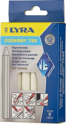 Produktbild von Lyra Signierkreide sechseckig Nummer 795 weiß, 12 Stk.
