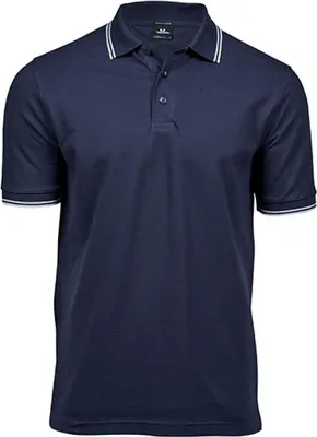Produktbild von Tee Jays 1407 | Herren Luxury Stripe Stretch Polo - Farbe: Navy/White - Größe: XL