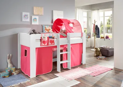 Produktbild von Relita Halbhochbett ANDI Liegefläche 90 x 20 cm Nachbildung weiß inkl. Vorhang, Tasche und 1-er Tunnel; BH1684117+TX5002022+TX5072032+TX5032022-M1