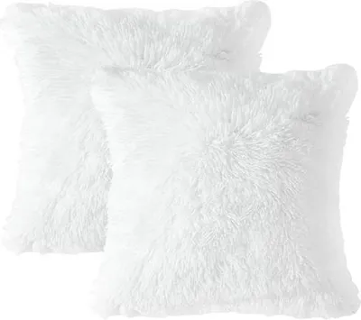 Produktbild von 2er Set Kissenbezüge Künstlich Pelz Sofakissen Dekorative Dekokissen Kuschelkissen Plüschkissen Kuschelig Couchkissen Superweich Kissen Flauschig Kissenbezug für Sofa 40x40 cm Schwarz
