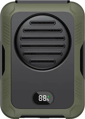 Image de (Vert) Ventilateur de taille portable avec écran, ventilateur de taille suspendu pour le travail en plein air, à la ferme, en randonnée