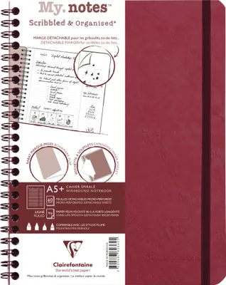 Produktbild von Clairefontaine 5x My.Notes Age Bag Spiralheft A5+, 60 Blatt lin. Rot 782362C