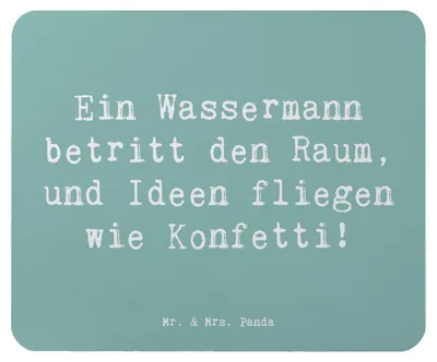 Produktbild von Mr. & Mrs. Panda Mauspad Spruch Wassermann Ideenflug - Meeresbrise - Geschenk, laptop mousepad, Sternzeichen, pc mausunterlage, Tierkreiszeichen, Inspiration, Energie