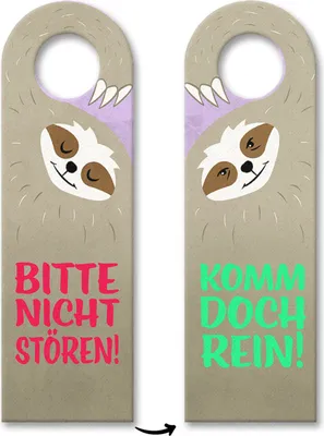 Produktbild von Türhänger mit süßem Faultier - Bitte nicht stören oder Komm doch rein