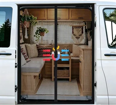 Produktbild von PromoHome® Magnetisches Fliegengitter für VW T5 T6 Schiebetür – Insektenschutz mit Magnetverschluss, Sonnenschutz