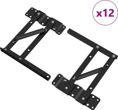 Image de Mécanisme de levage de lit 12 pcs Noir 340 x 95 x 40 mm Fer