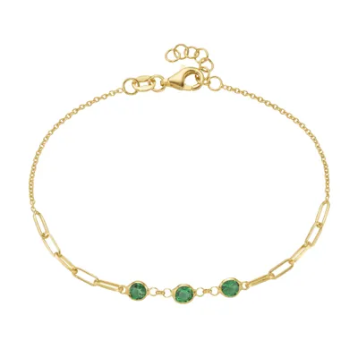 Produktbild von Armband Smart Jewel Gliederkette, Zirkonia Steine, Silber 925 Grün 19 cm