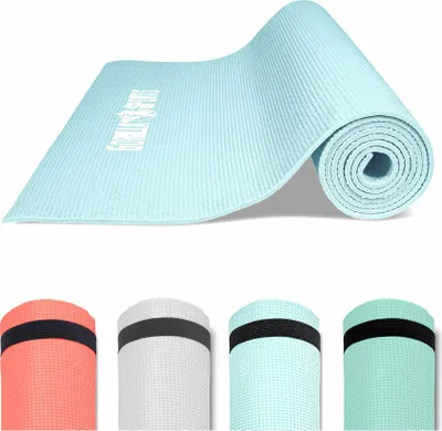 Produktbild von GORILLA SPORTS® Yogamatte - mit Tragegurt, 180 x 60 x 0,5 cm, Rutschfest, Leicht, Ice Blue - Fitnessmatte, Sportmatte, Gymnastikmatte, Pilatesmatte, Übungsmatte, Yoga Matte