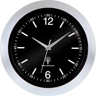 Image de MONZANA® Horloge murale radio pilotée à quartz silencieuse argent Ø 31cm avec trotteuse Changement d'heure automatique