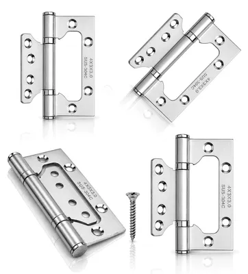 Produktbild von HOOZ® Türscharnier 304 Edelstahl 100x74x3mm – kugelgelagert inkl. Metallschrauben – Türband & Aufschraubband, für Türen & Fenster – 4er Set
