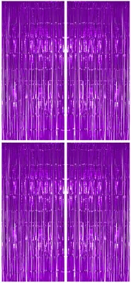 Produktbild von 4x Glänzender Lametta Vorhang Lila, 91 x 244 cm