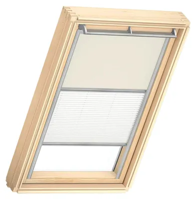 Produktbild von Dachfenster Duo Verdunkelungsrollo für MK08, Hellbeige, mit grauer Führungsschiene