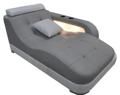 Image de Designer Leder Chaiselongues + USB Ottomane Sofa Echtes Leder Relax Chaise LC001