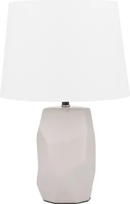 Produktbild von BELIANI Tischlampe Rosa Keramik 43 cm Stoffschirm Weiß geometricher Fuß Kabel mit Schalter Moderner Minimalistischer Stil