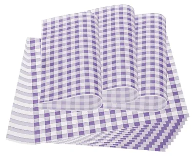 Produktbild von Wachspapier für Lebensmittel - 100 Blatt - Zum Einwickeln von Brot, Keksen, Hamburgern und Sandwiches - 22 x 22 cm - Lila und Weiß