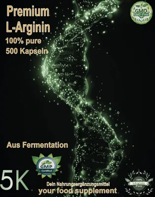 Obrázok produktu pre Premium L-arginín – vysoká dávka, vegánsky, bez pridaných látok, 500 kapsúl