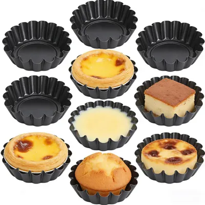 10 Kuchenformen aus Kohlenstoffstahl, 6,5x4,5x2,3 cm, antihaftbeschichtet