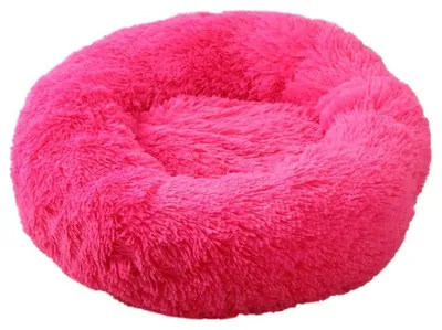 Obrázek produktu pro Postel pro psy, postel pro kočky, kulatá, ve tvaru donutu, měkká, plyšová, průměr 60 cm, barva růžová