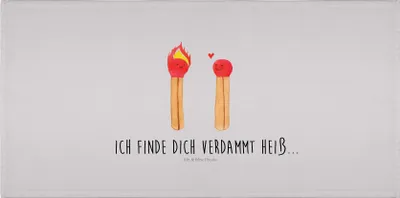 Produktbild von Mr. & Mrs. Panda Handtuch Streichhölzer - Grau Pastell - Geschenk, 50x100, Liebesbeweis, Liebesgeschenk, Freundin, gesichtstuch, Flauschtuch, kleines