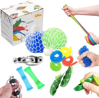 Productafbeelding van Sensorisch speelgoed - 12-delig - Anti-stress-speelgoed - Autisme - Kinderen en volwassenen - Anti-stressbal - Oprollen