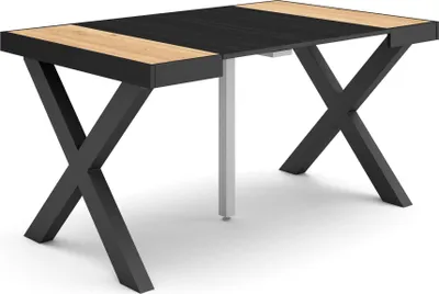 Produktbild von Ausziehbarertisch, 140x90x73cm, Für 6 Gäste, Massivholz Beine, Eiche Schwarz