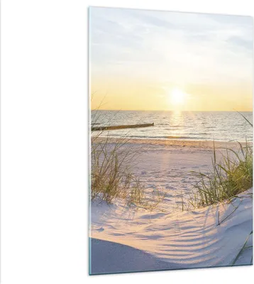 Produktbild von Bilder auf glas - Einteilig - Düne Strand Meer - 80x120cm - Glasbilder - Wandbilder - Bilder - zum Aufhängen bereit - Wanddekoration aus Glas - Glas Bilder - Wandbild auf Glas - GPA80x120-3989