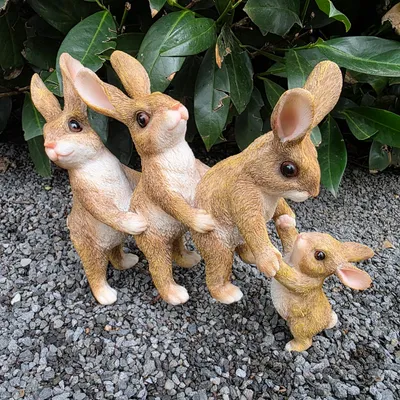 Produktbild von Gartenfigur Hasen Figur Familie 25 cm lang