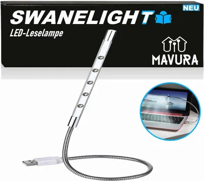 Produktbild von MAVURA SWANELIGHT USB LED lampa na čítanie otočný husí krk 5 LED lampa na husom krku Lampa