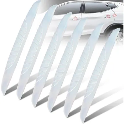 Obrázek produktu pro 6 kusů průhledných ochranných lišt na okraje dveří automobilu, rozměry 14,5 x 1,5 cm, vyrobené z PVC